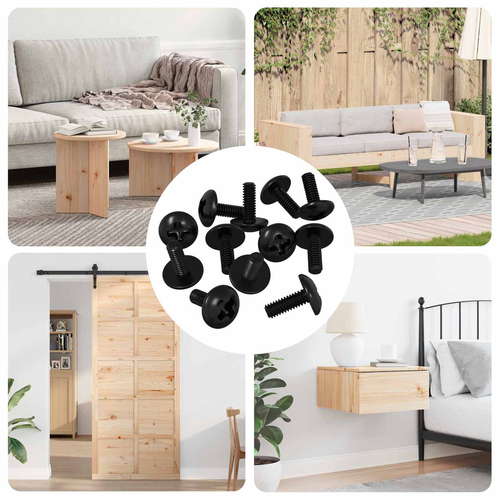 Viti A Manica 12 Pcs Nero 9,8 X 13 Mm Ferro