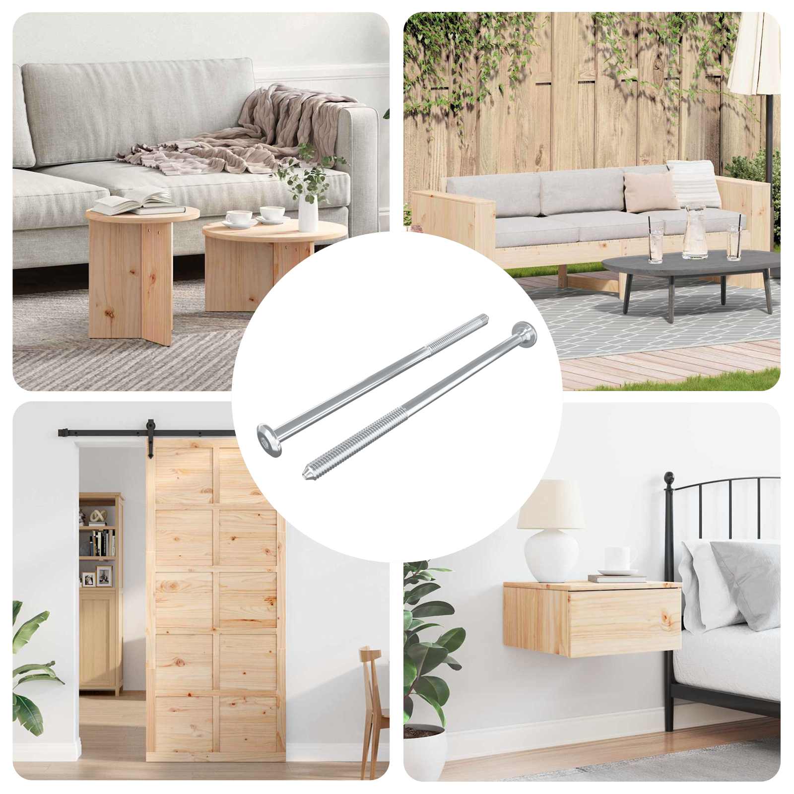 Viti Per Mobili 2 Pcs Argento M6 X 120 Mm Acciaio