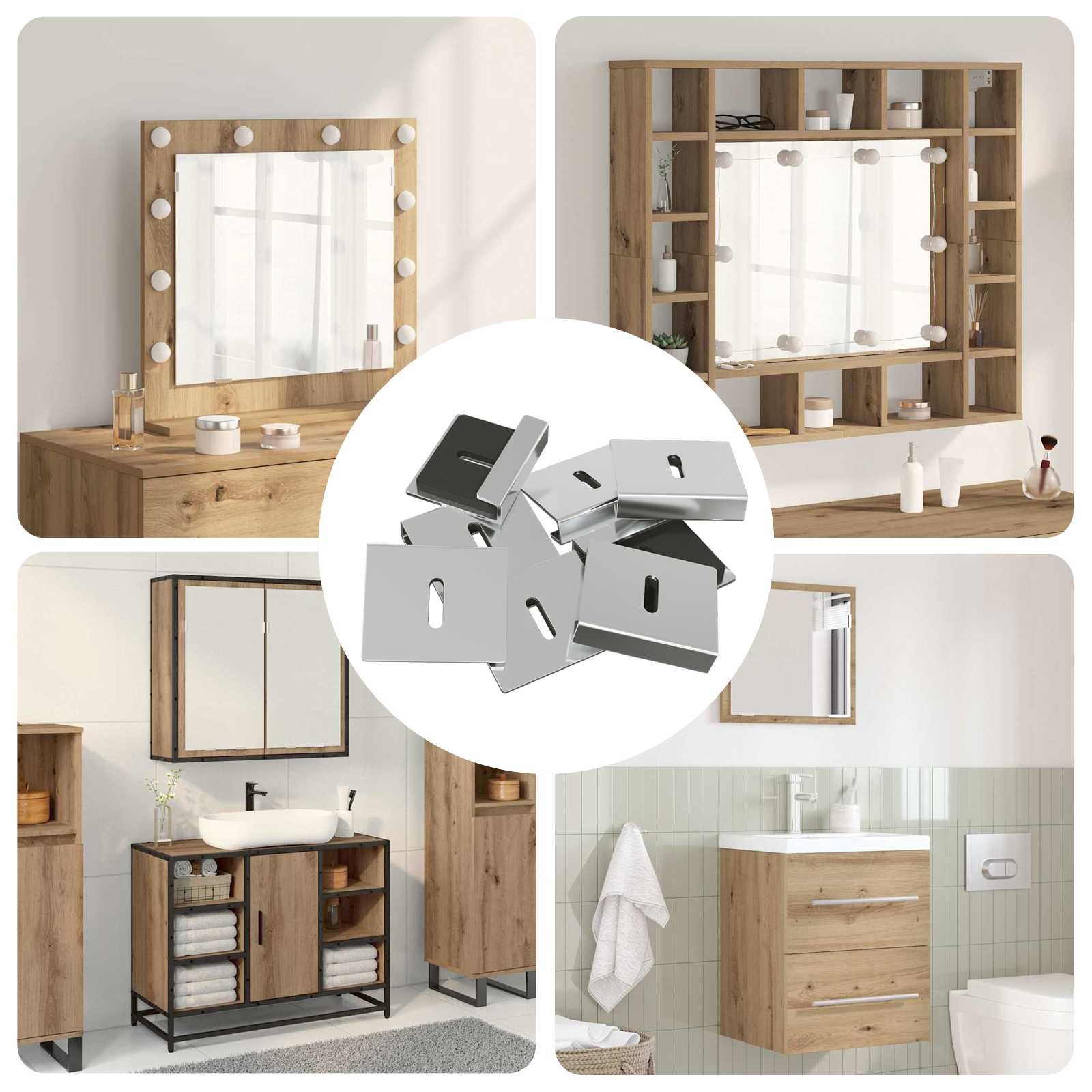 Supporto Per Specchio 2 Pcs Nichel 35 X 30 X 8,3 Mm Acciaio