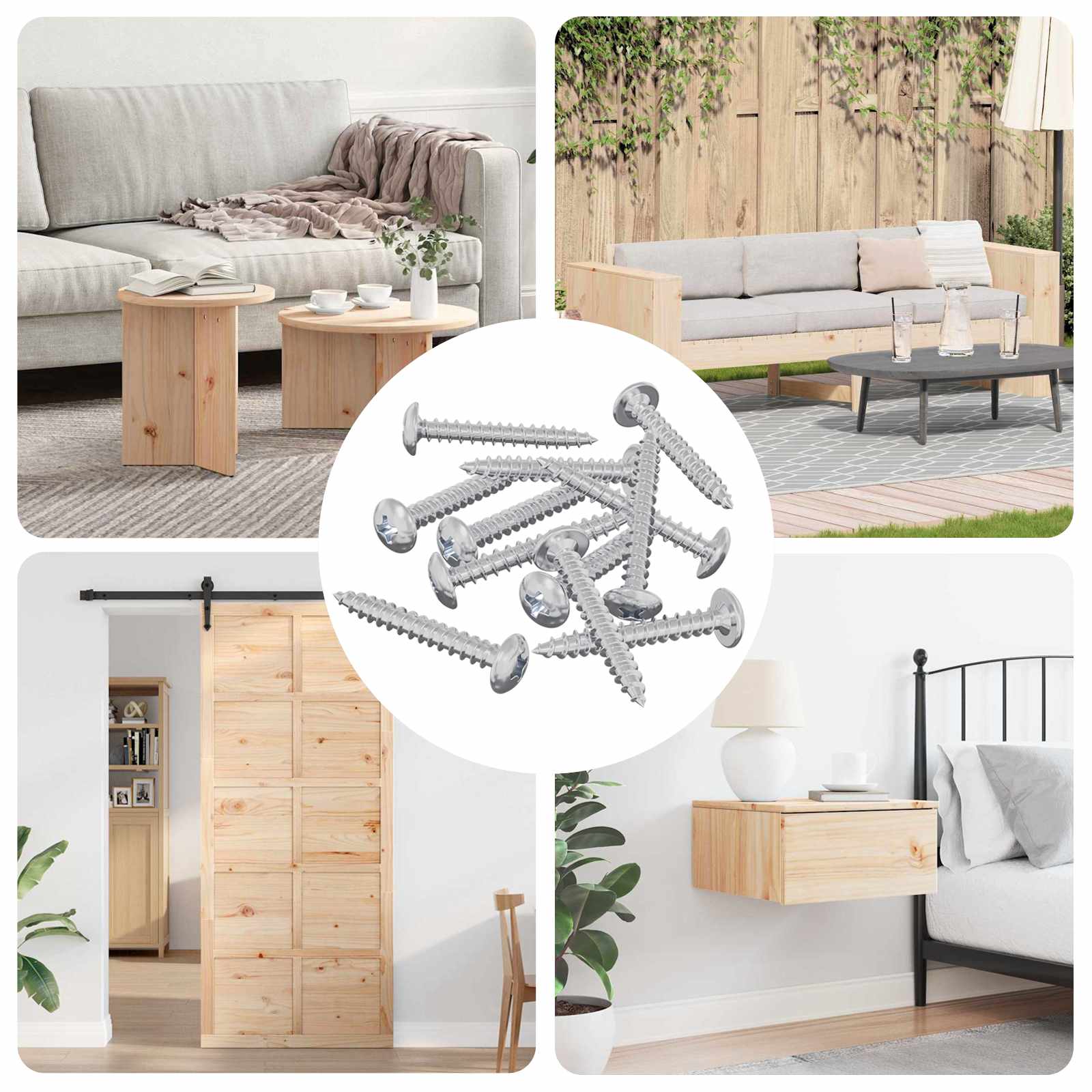 Viti In Legno 8451 Pcs Argento Acciaio