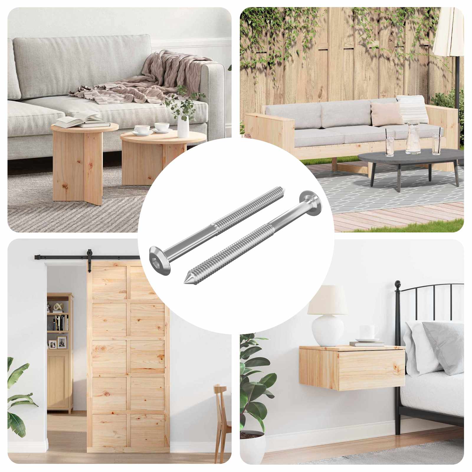 Viti Per Mobili 2 Pcs Argento M6 X 73 Mm Acciaio