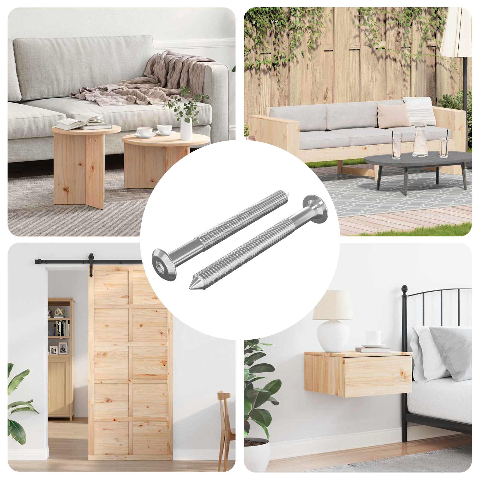 Viti Per Mobili 2 Pcs Argento M6 X 60 Mm Acciaio