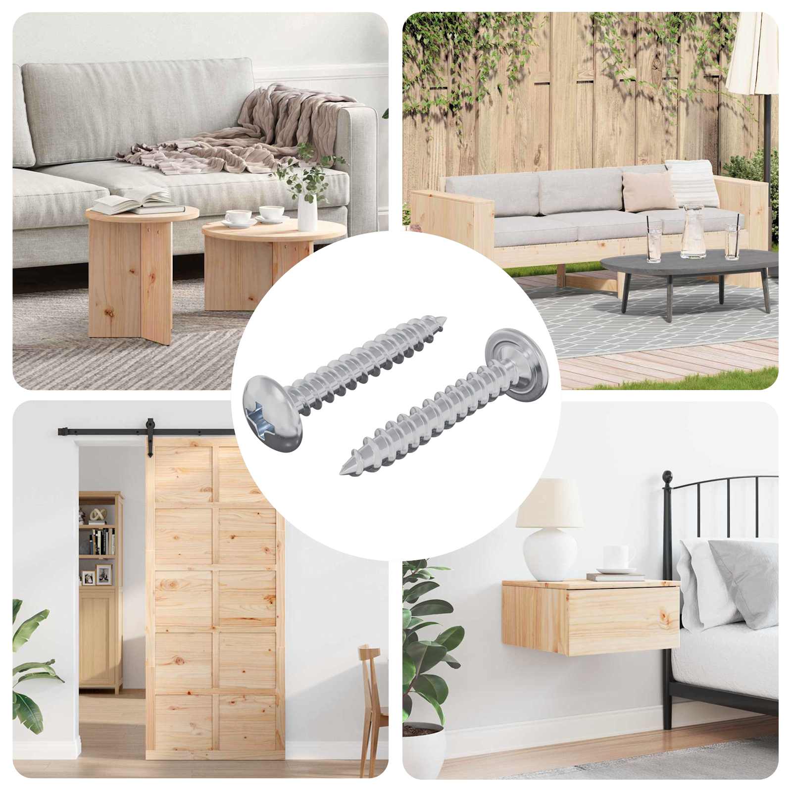 Viti In Legno 2 Pcs Argento M4 X 25 Mm Acciaio