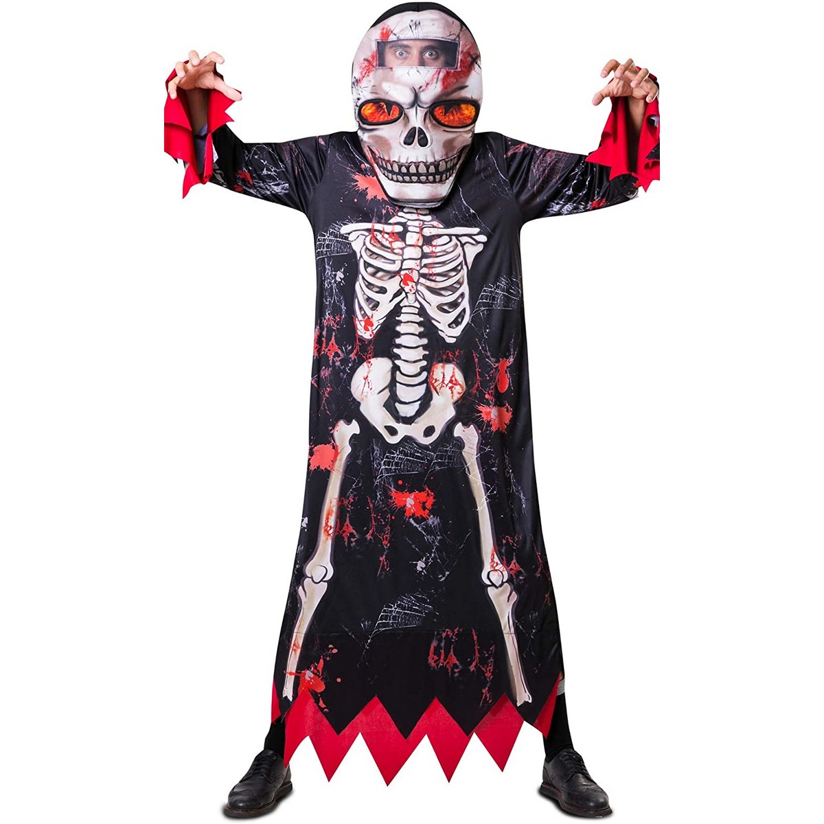 Costume Per Adulti My Other Me Scheletro Nero Testa Larga M/l