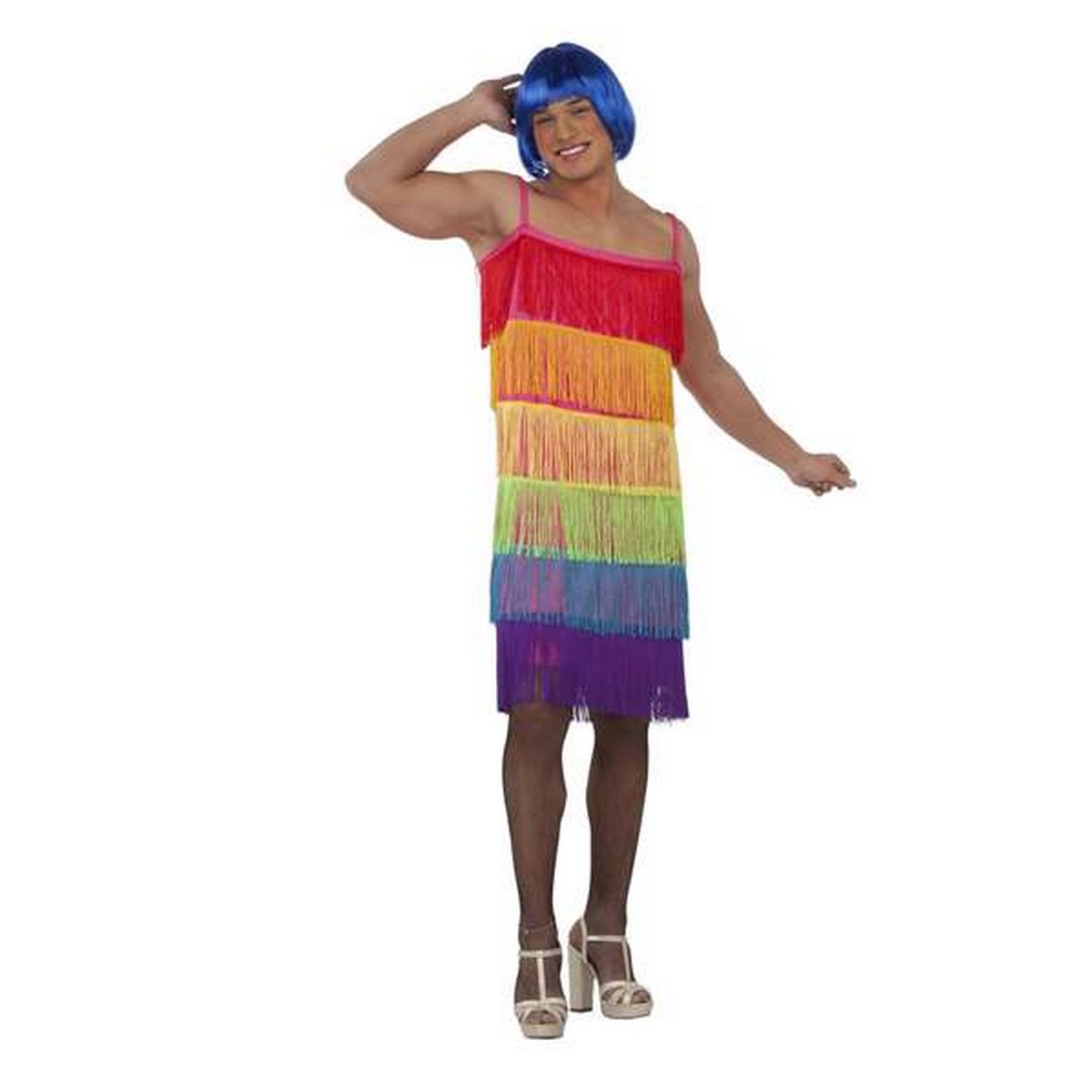 Costume Per Adulti My Other Me Rainbow  Multicolore Vestito Con Frange Taglia 54