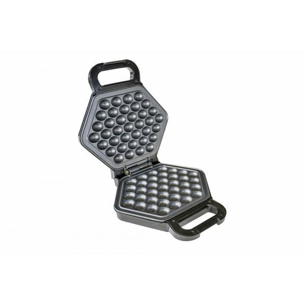 Unold Bubble Waffle Maker Bobby 48245, 1 Waffel(n), Hexagonal, Schwarz, Silber, Kunststoff, Edelstahl, 0,7 M, Schwarz