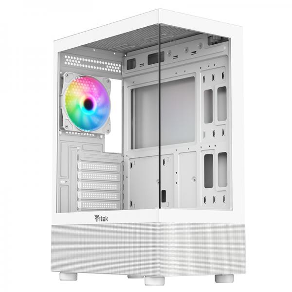 Itek Case Showbui 33w,gaming Tower Atx, 12cm Argb Fan, Usb3, Side  Front Panel Temp Glass, White