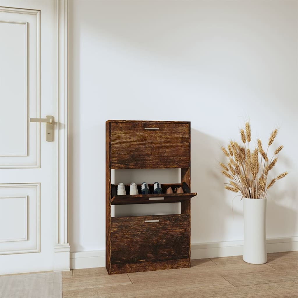 Scarpiera Rovere Fumo 59x17x108 Cm In Legno Multistrato