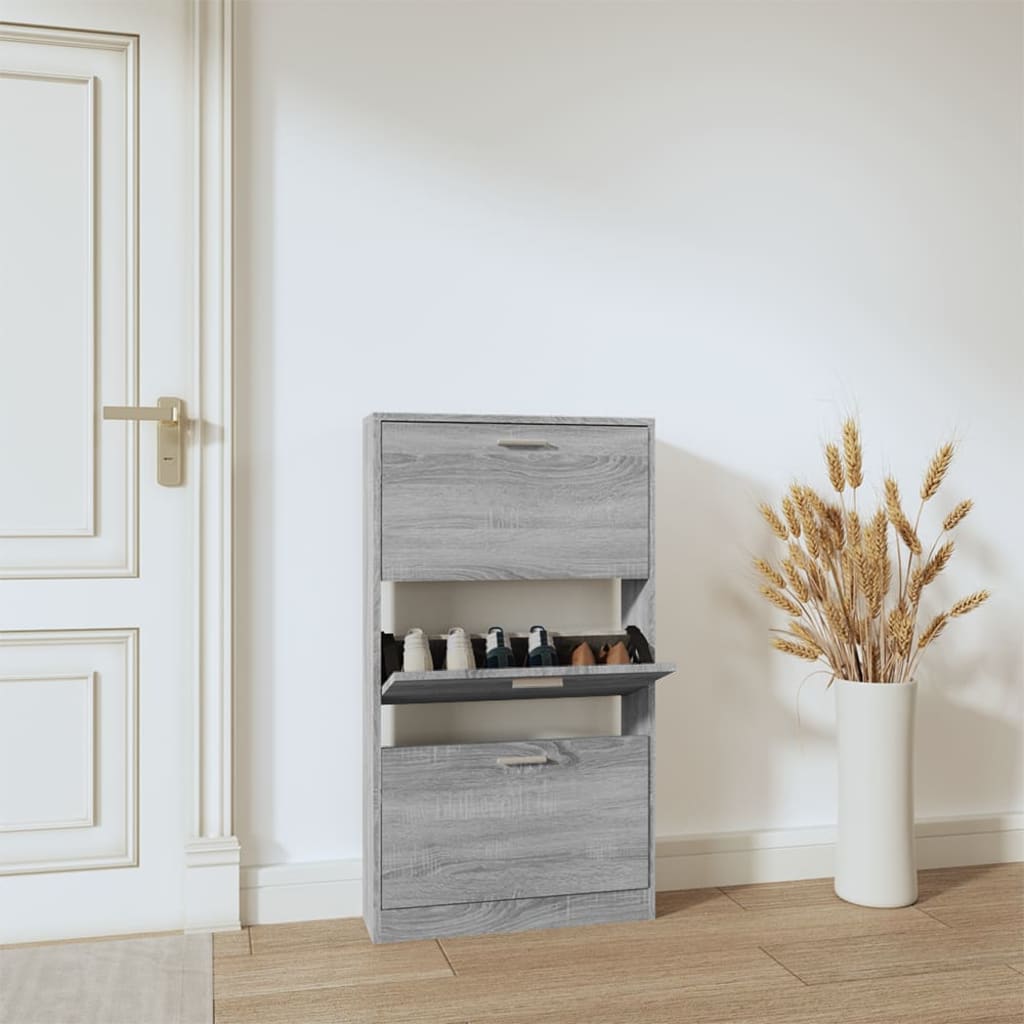 Scarpiera Grigio Sonoma 59x17x108 Cm In Legno Multistrato