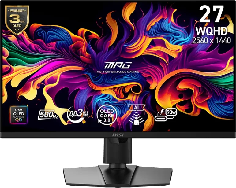 Msi Mpg 271qrde QD-Oled X50, GaminG-Monitor 67.3 Cm (26.5 Zoll), Schwarz, Wqhd, Hdmi, Dp, UsB-C, 500hz Panel (9s6-3cf49T-002)
