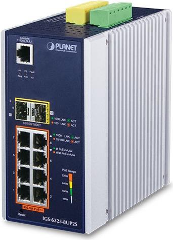 Planet IgS-6325-8up2s NetzwerK-Switch Managed Gigabit Ethernet (10/100/1000) Power Over Ethernet (poe) Schwarz - Edelstahl (igS-6325-8up2s)