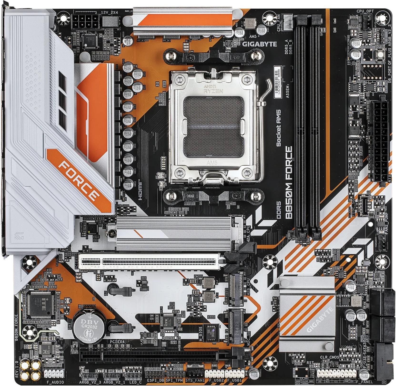 Gigabyte B850m Force - Motherboard - Micro Atx - Socket Am5 - Amd B850 Chipsatz - UsB-C 3.2 Gen 1, Usb 3.2 Gen 2, Usb 3.2 Gen 1 - 2.5 Gigabit Lan - O