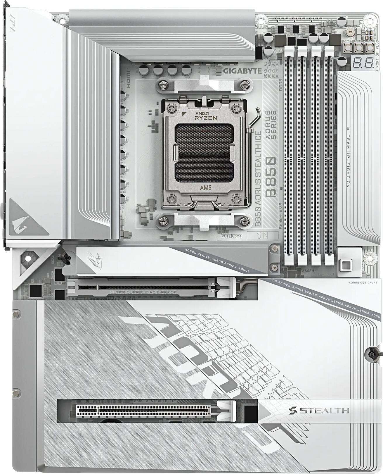 Gigabyte Aorus B850 Stealth Ice - Motherboard - Atx - Lga1851 Sockel - Amd B850 Chipsatz - Usb 3.2 Gen 1, UsB-C 3.2 Gen2, UsB-C 3.2 Gen 2x2, Usb 3.2