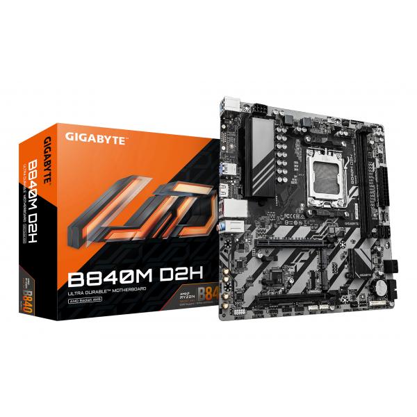 Gigabyte B840m D2h Scheda Madre - Cpu Amd Ryzen 9000, Vrm A 5+2+2 Fasi, Fino A 7600 Mhz Ddr5, 1xpcie 4.0 + 1xpcie 3.0 M.2, Lan 2.5gbe, Usb 3.2 Gen 1