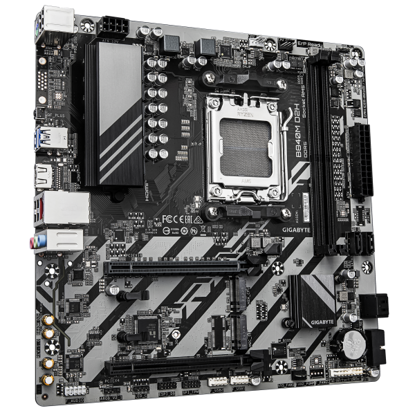 Gigabyte B840m D2h Scheda Madre - Cpu Amd Ryzen 9000, Vrm A 5+2+2 Fasi, Fino A 7600 Mhz Ddr5, 1xpcie 4.0 + 1xpcie 3.0 M.2, Lan 2.5gbe, Usb 3.2 Gen 1 - Image 3