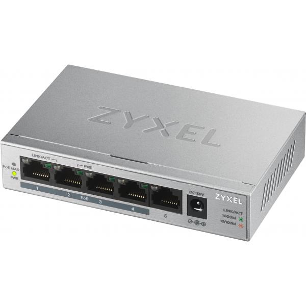 Zyxel Gs1005hp No Gestito Gigabit Ethernet (10/100/1000) Argento Supporto Power Over Ethernet (poe)