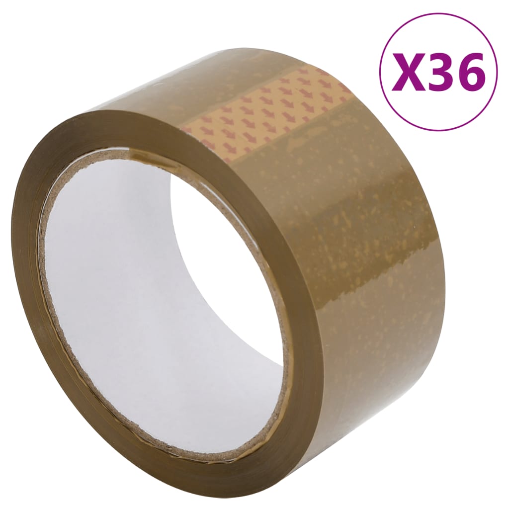 vidaXL Ruban d'emballage 36 pcs marron 48 mm x 66 m