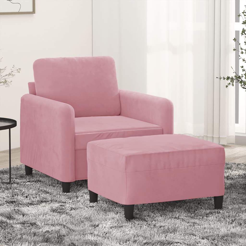 Poltrona Con Poggiapiedi Rosa 60 Cm Velluto