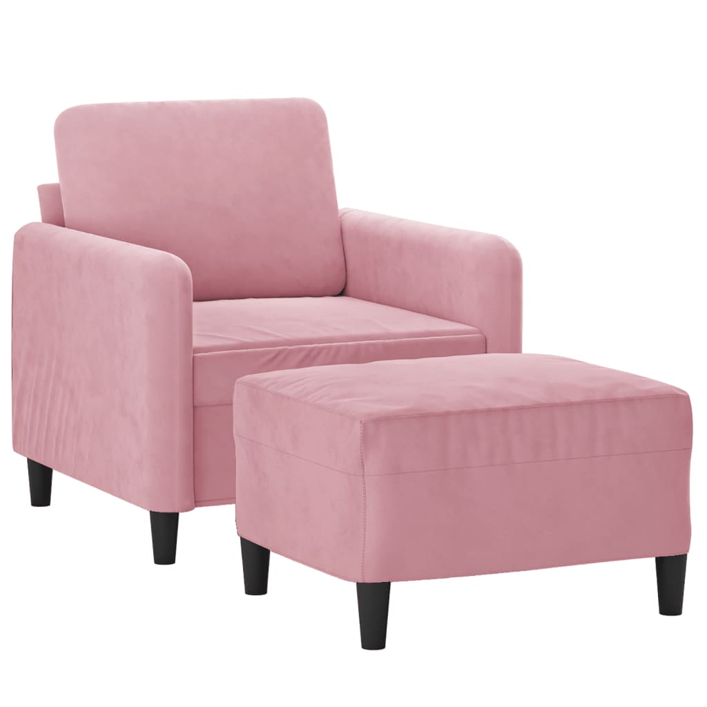 Poltrona Con Poggiapiedi Rosa 60 Cm Velluto - Image 3
