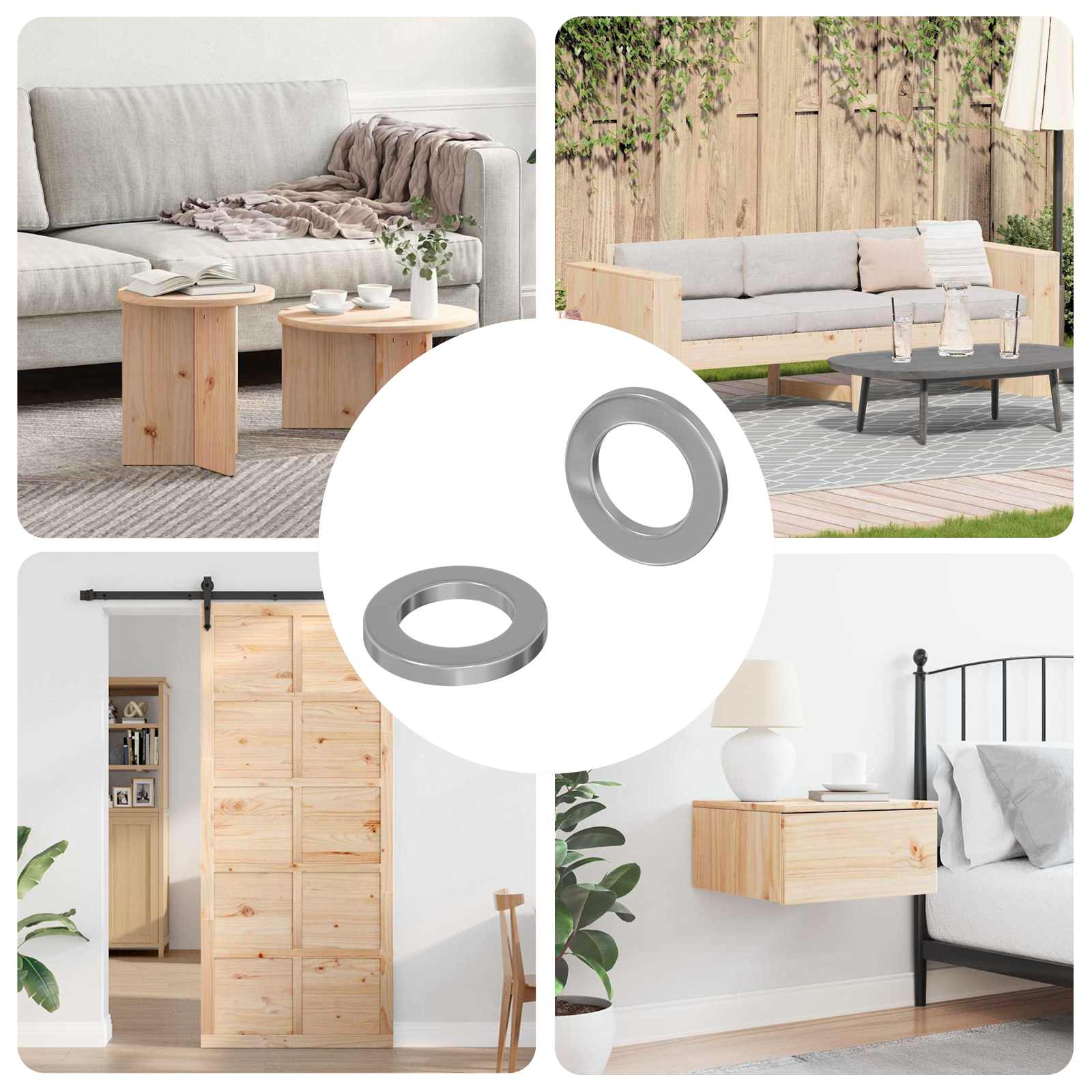 Rondelle 2 Pcs Argento 10 X 10 X 1,2 Mm Acciaio