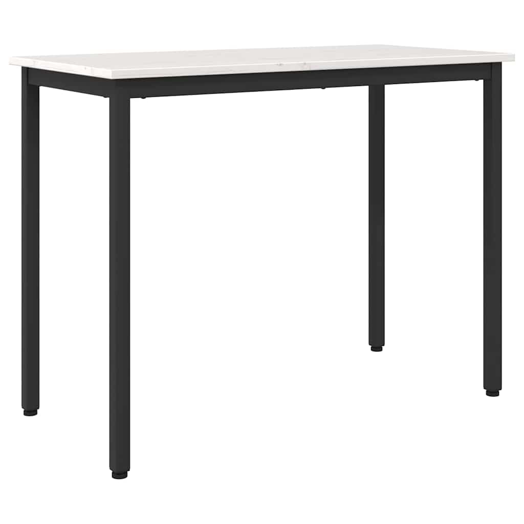 Tavolo Bianco 100 X 50 X 77 Cm Legno Ingegnerizzato E Acciaio