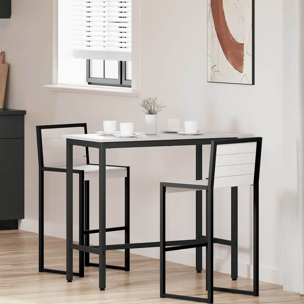 Tavolo Bianco 100 X 50 X 91 Cm Legno Ingegnerizzato E Acciaio