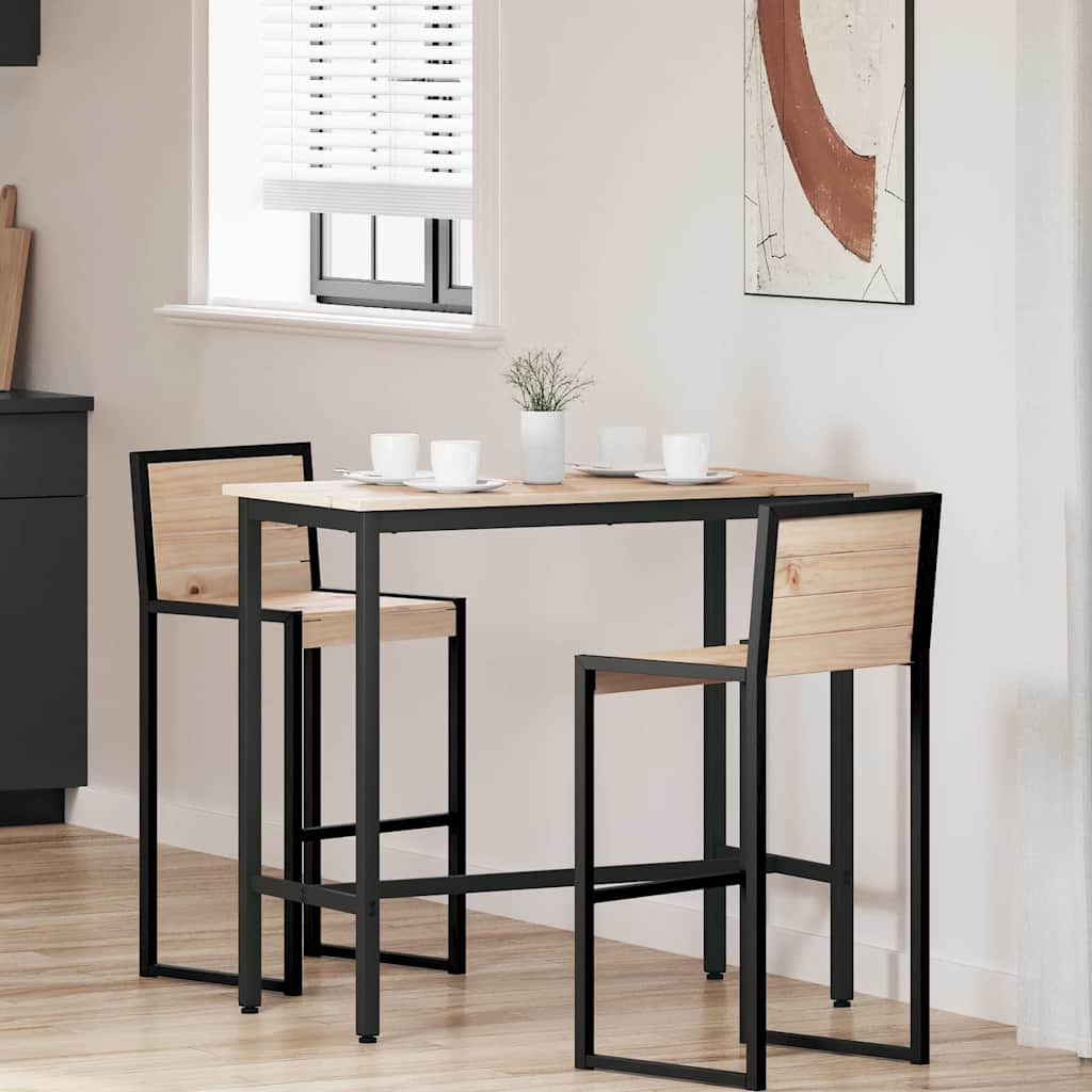Tavolo Naturale 100 X 50 X 91 Cm Legno Ingegnerizzato E Acciaio