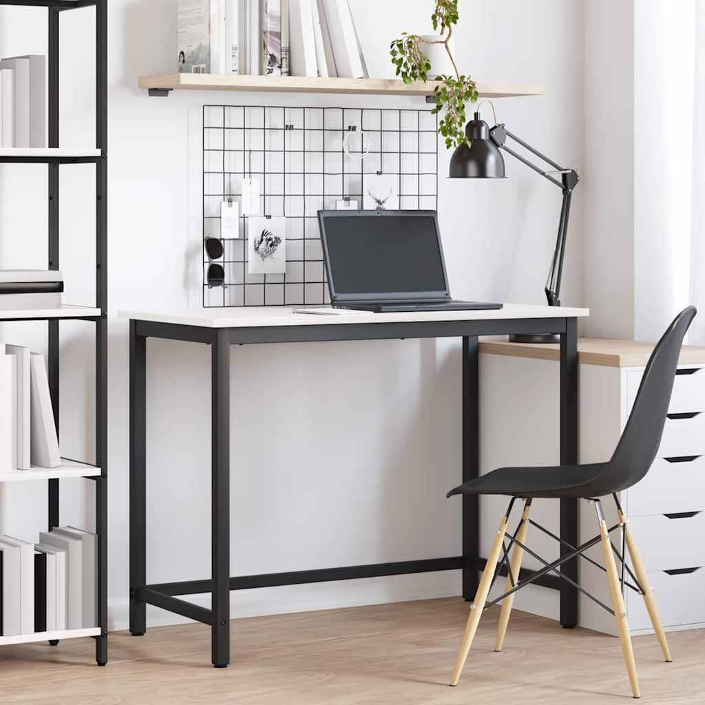 Tavolo Bianco 100 X 50 X 77 Cm Legno Ingegnerizzato E Acciaio