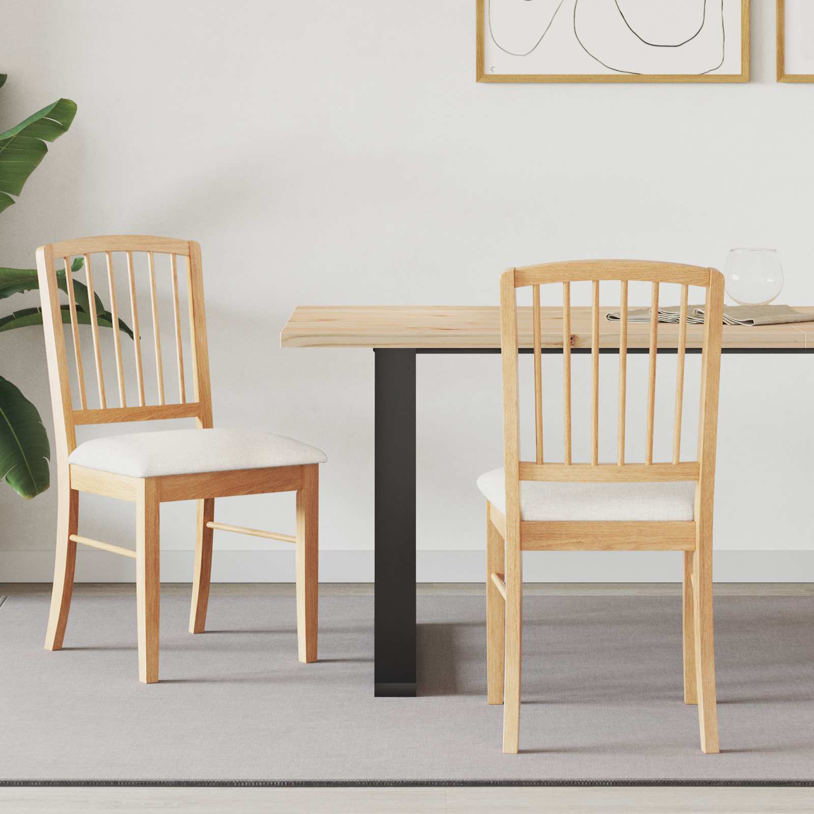Sedie Da Pranzo 2 Pcs Naturale 50 X 52,5 X 91 cm