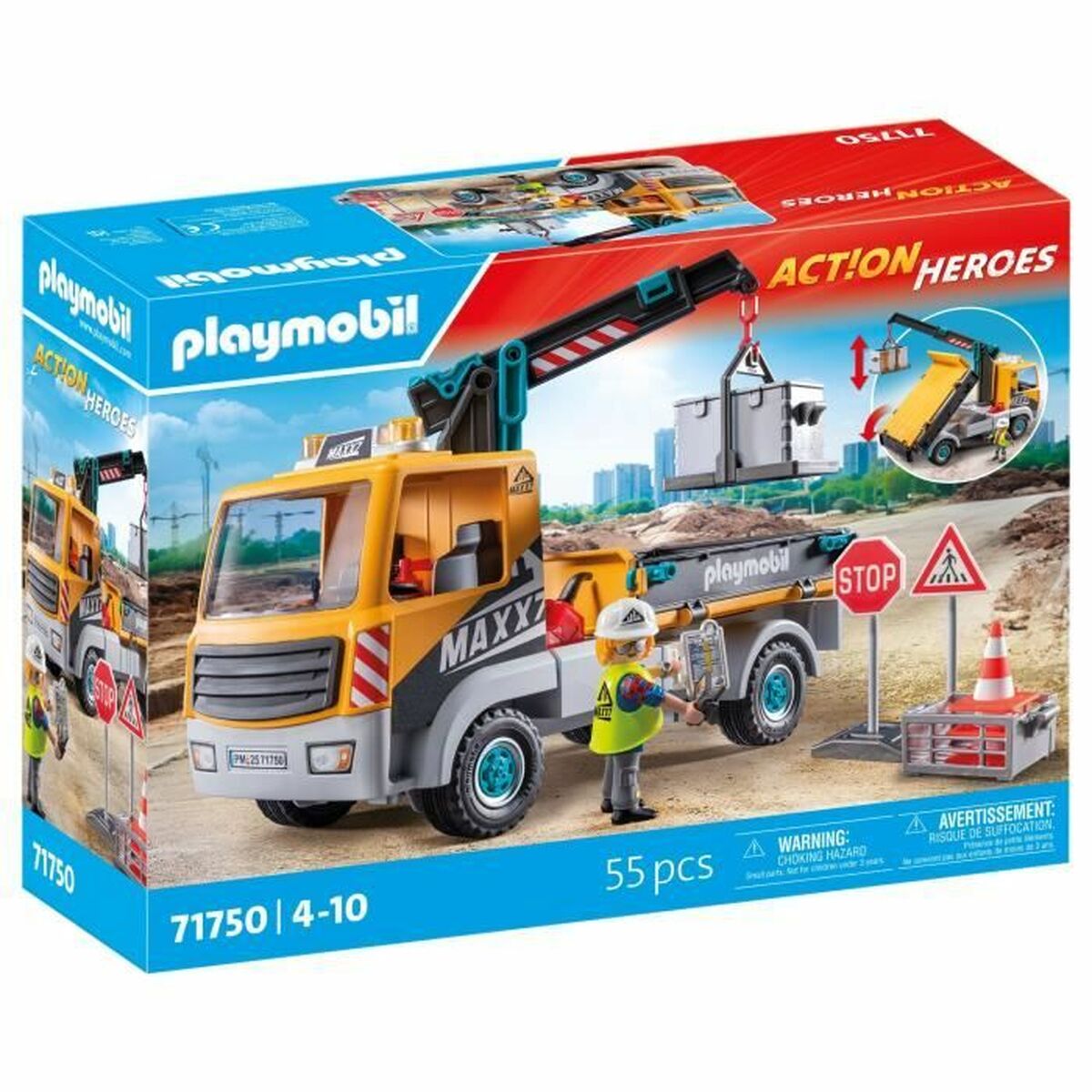 Camion Con Gru Playmobil 71750 Azzurro