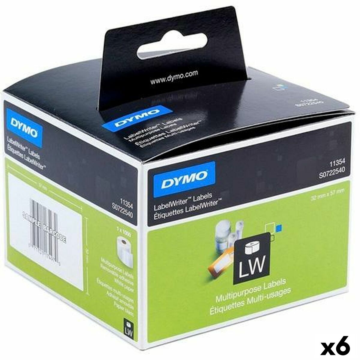 Etichette Per Stampante Dymo Bianco Nero 32 X 57 Mm 1000 Pezzi (6 Unità)