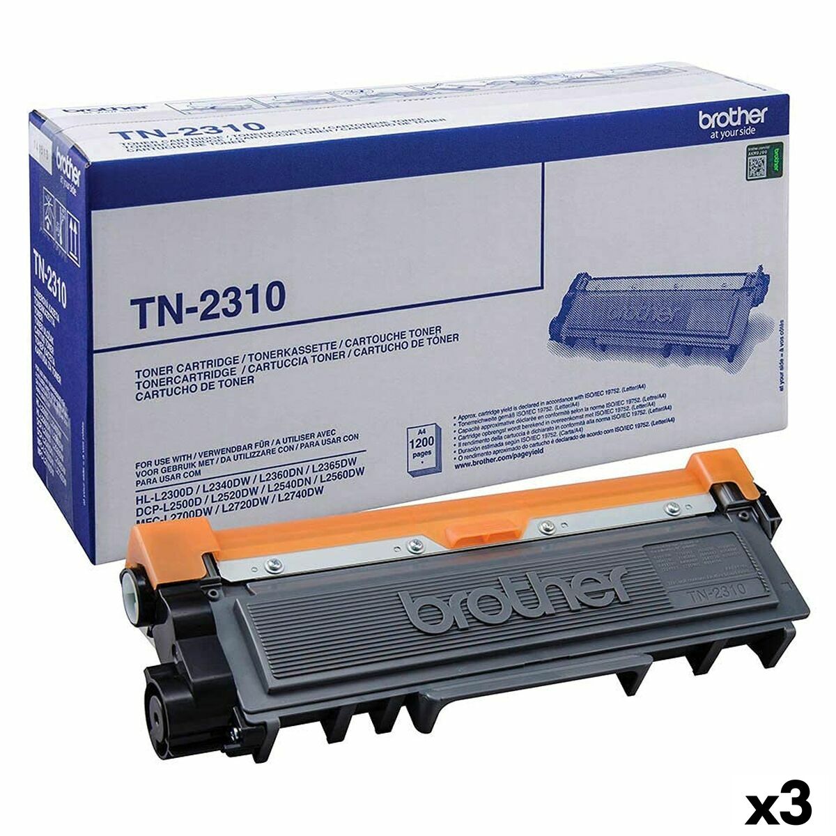 Toner Originale Brother L-2300d, 2340dw, 2360dn, 2365dw, 2540, 2700 Nero (3 Unità)
