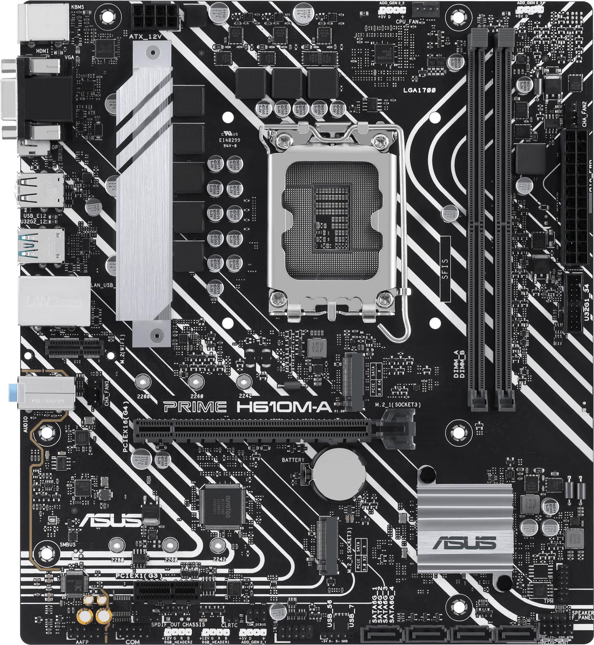 Asus Prime H610M-A-Csm - Motherboard - Micro Atx - Lga1700-Sockel - H610 Chipsatz - Usb 3,2 Gen 1, Usb 3,2 Gen 2 - Gigabit Lan - OnboarD-Grafik (cpu