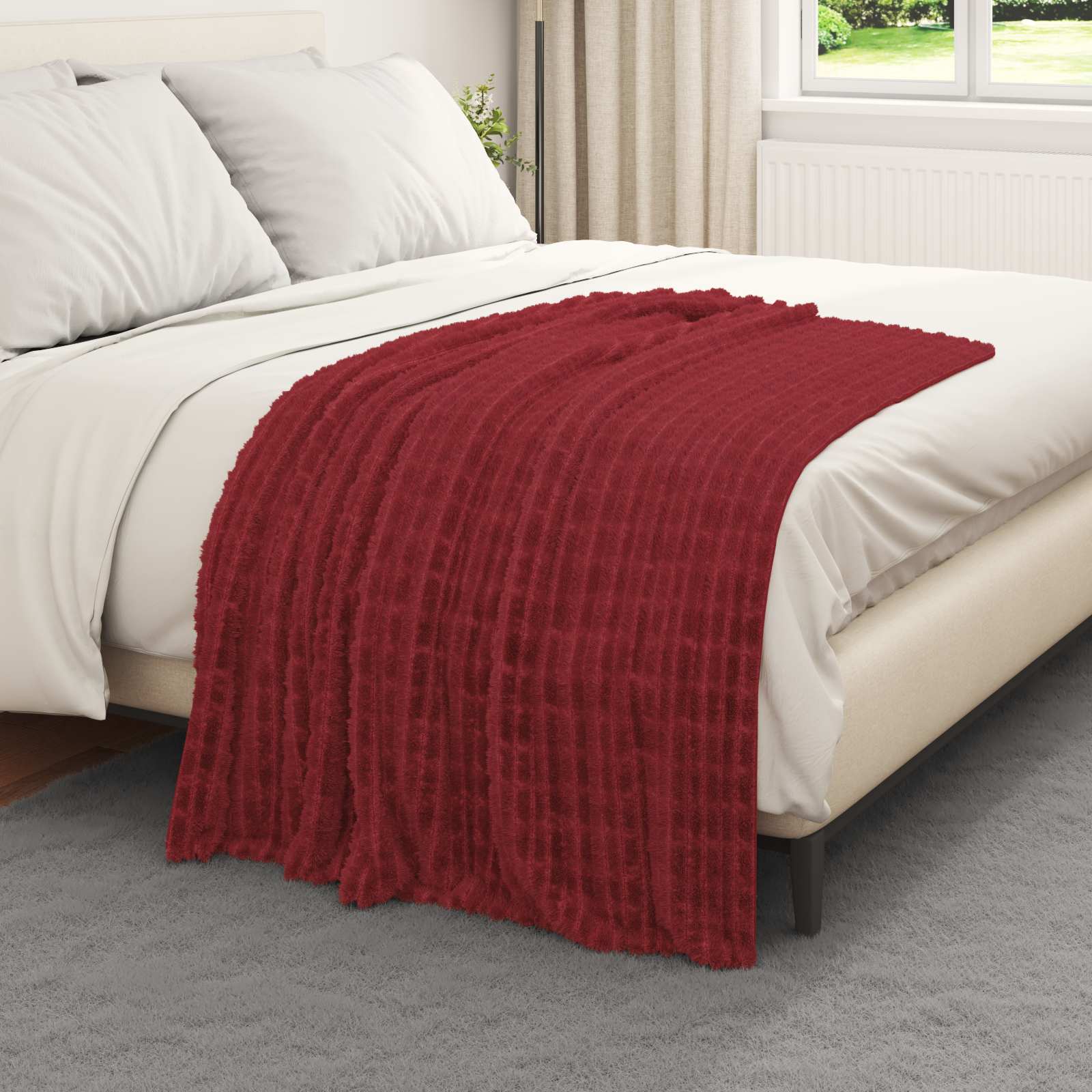 Coperta Rosso Bordeaux 150 X 130 Cm Panno