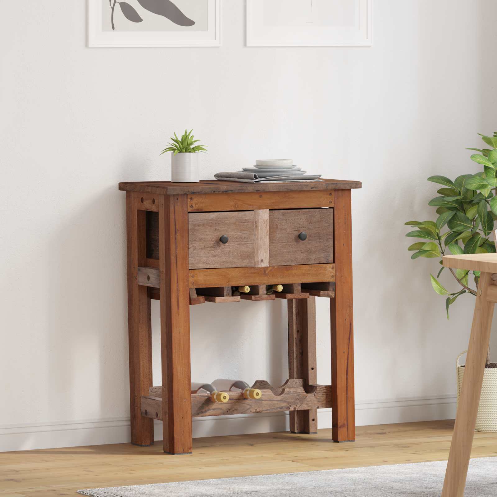 Armadietto Marrone 60 X 30 X 70 Cm Legno Recuperato Massello