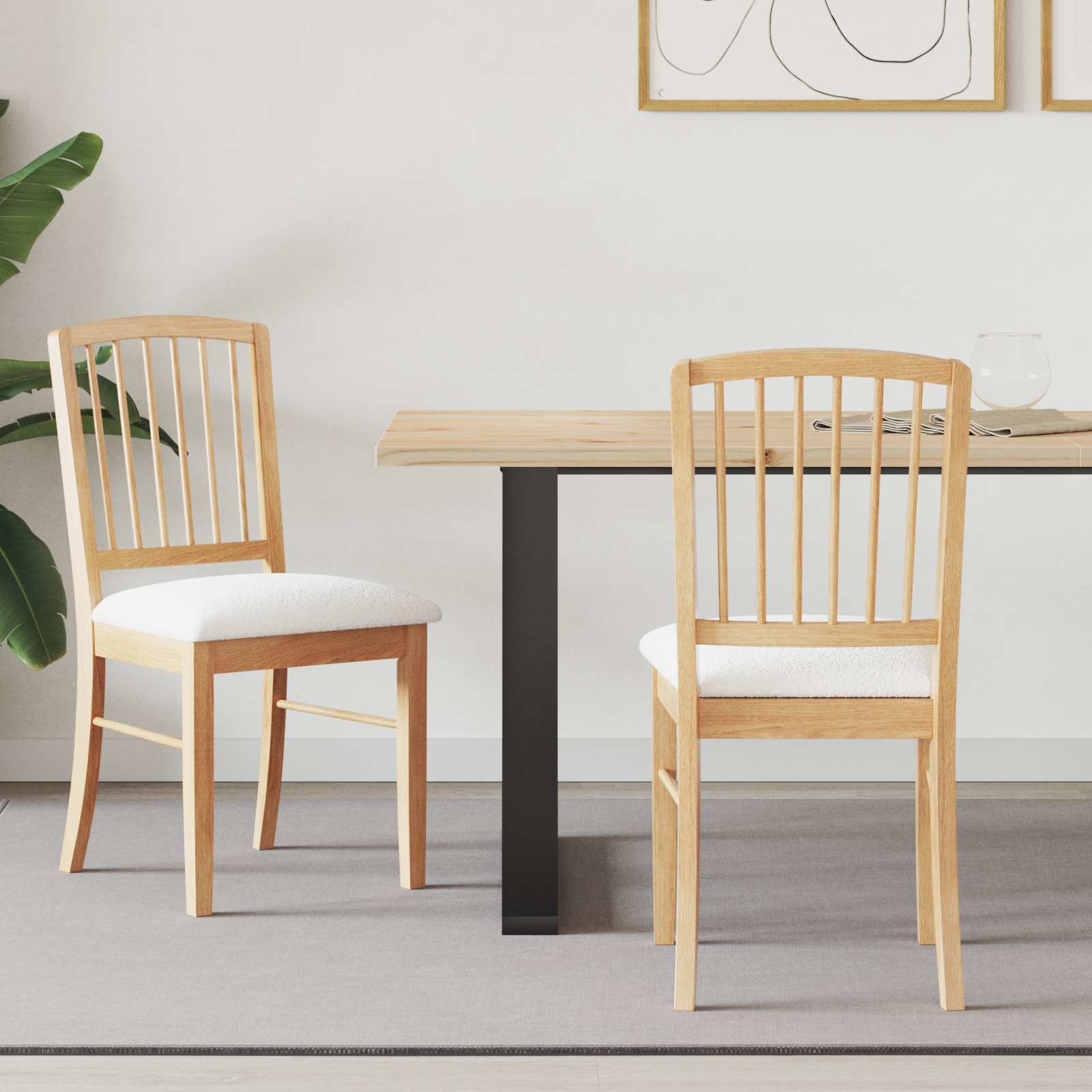 Sedie Da Pranzo 2 Pcs Naturale 50 X 52,5 X 91 cm