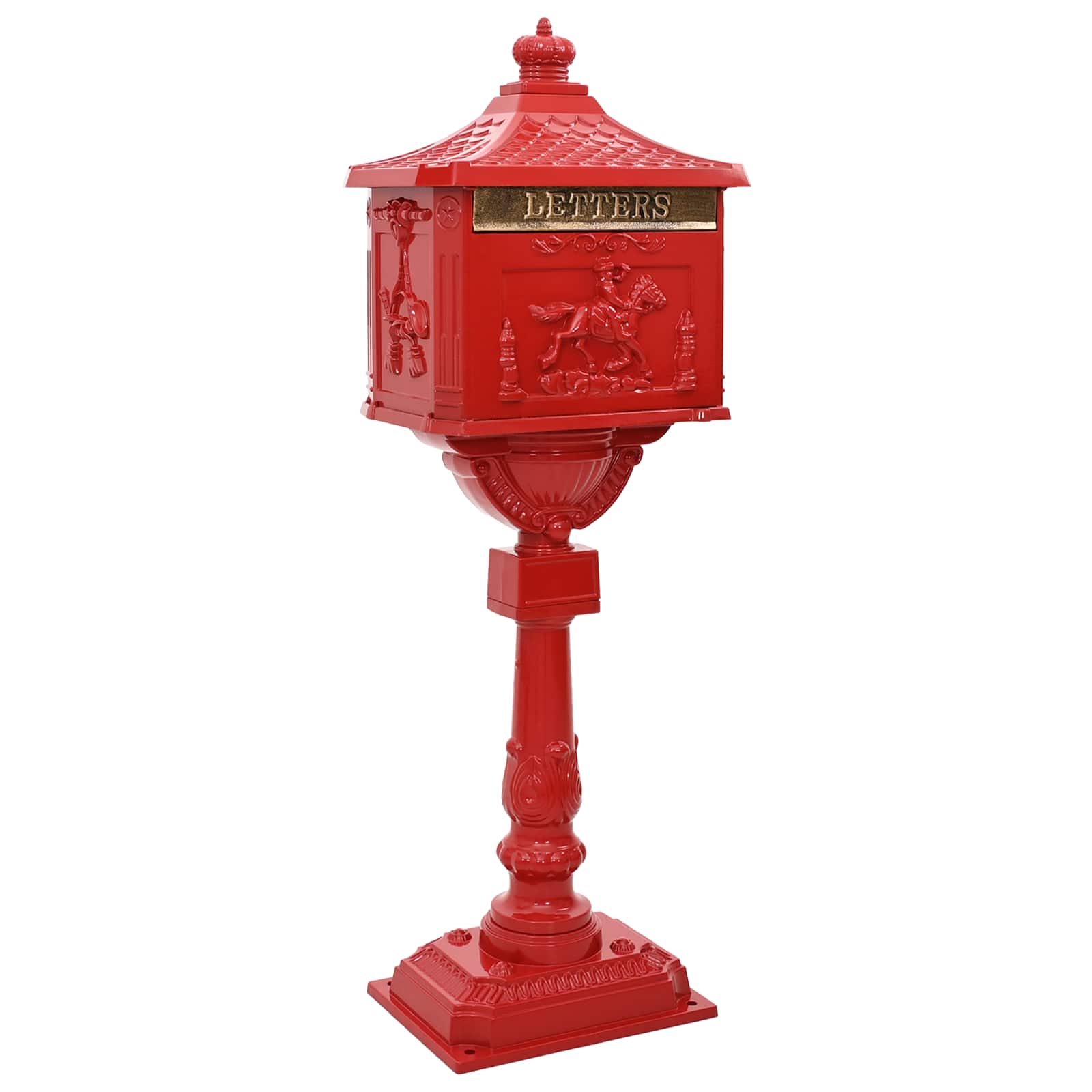 Cassetta Postale Verticale Con Porta Rosso 42,5 X 29,5 X 117 cm