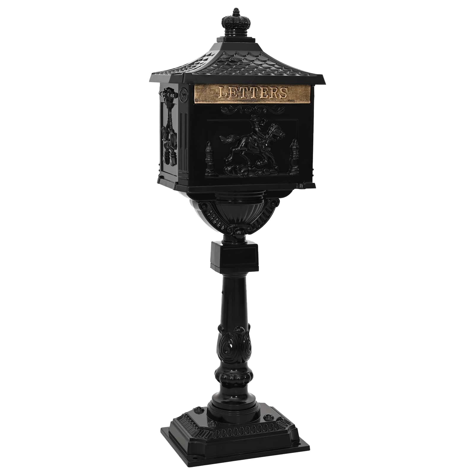 Cassetta Postale Verticale Con Porta Nero 42,5 X 29,5 X 117 cm