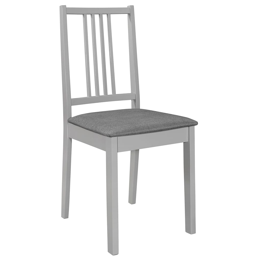 Sedie Da Pranzo Con Cuscini 4 Pz Grigie In Legno Massello