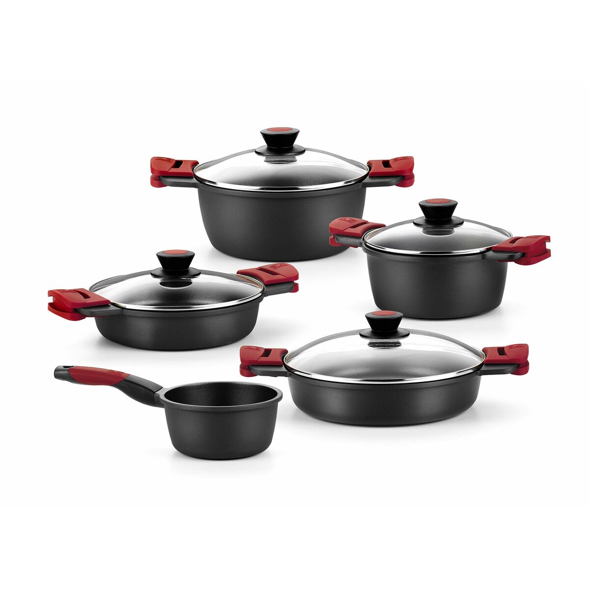 Casseruola Con Coperchio In Vetro Bra A410524 Ø 24 Cm Nero Rosso 2,3 L 300 G