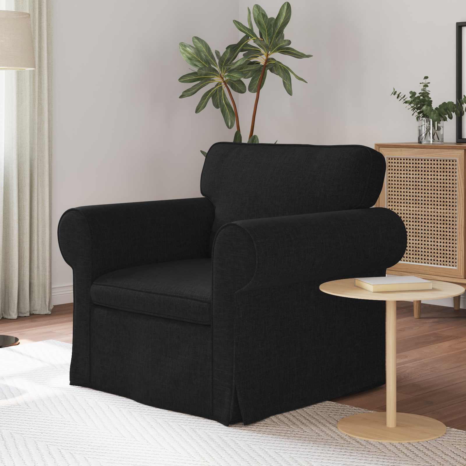 Divano Nero 215 X 82 X 80 Cm Metallo
