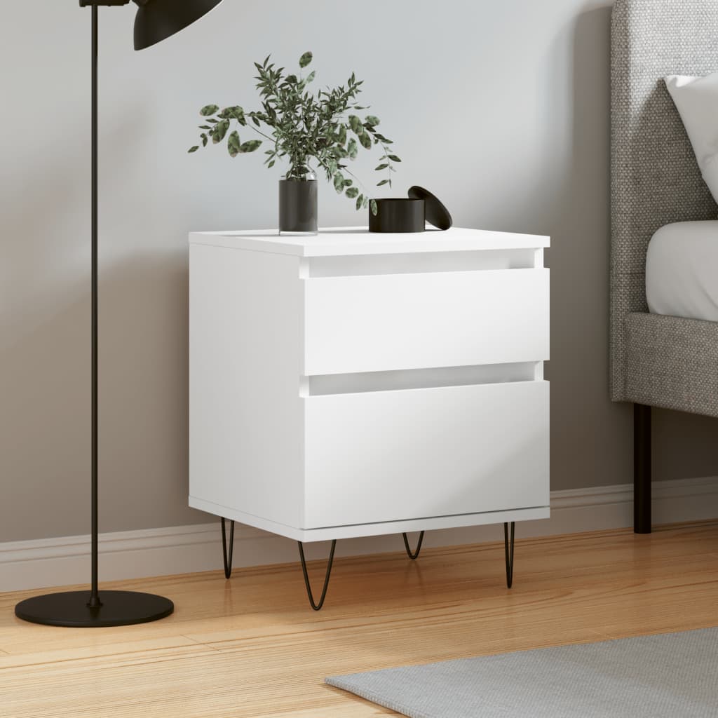 Comodino Bianco 40x35x50 Cm In Legno Multistrato