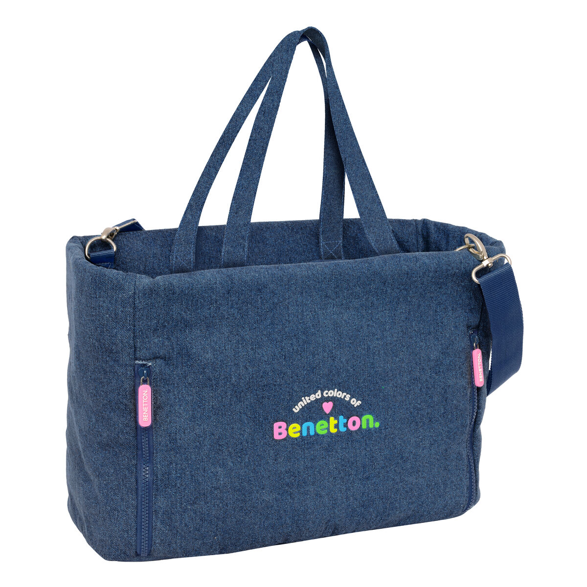 Borsa Benetton Denim Azzurro 40 X 31 X 17 cm