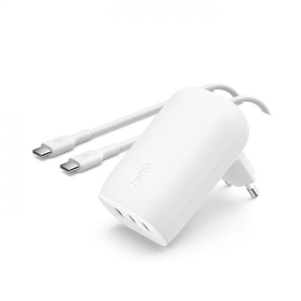 Belkin Boostcharge - Alimentatore - Tecnologia Pps - 67 Watt - 3,25 A - Pd 3.0, Power Delivery 3.1 - 3 Punti Di Connessione In Uscita (usB-C A 24 Pin)
