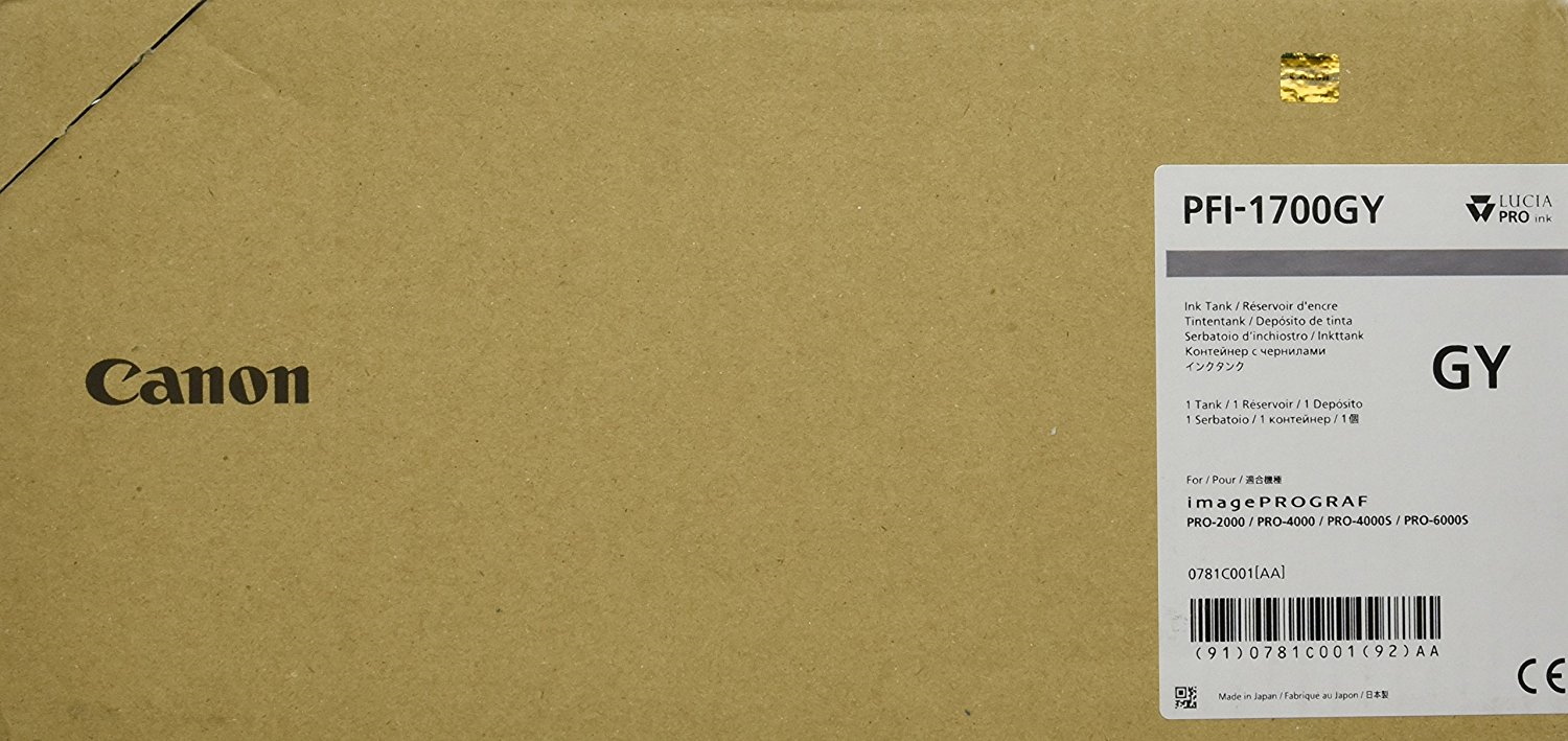 Canon PfI-1700 Gy - 700 Ml - Grau - Original - Tintenbehälter - Für Imageprograf PrO-2000, PrO-4000, PrO-4000s, PrO-6000s (0781c001aa)