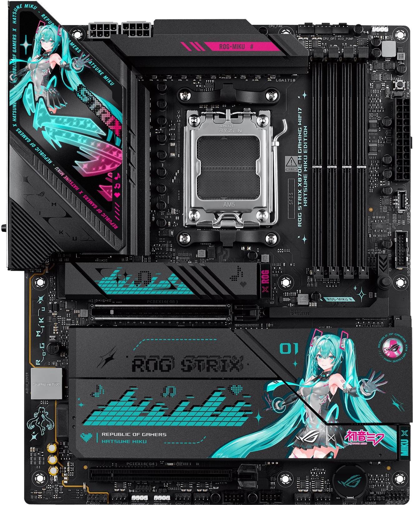 Asus Rog Strix X870E-H Gaming Wifi7 - Hatsune Miku Edition - Motherboard - Atx - Socket Am5 - Amd X870e Chipsatz - Usb4, UsB-C 3.2 Gen 2x2, UsB-C 3.2