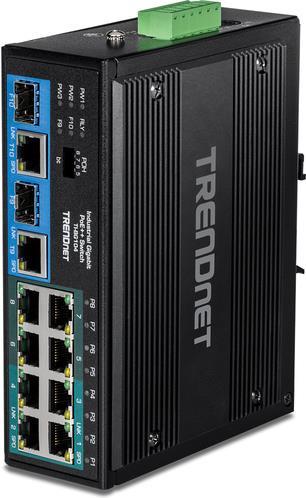 Trendnet TI-Bg104 - Switch - Industrial - Unmanaged - 4 X 10/100/1000 (poe++) + 4 X 10/100/1000 (poe+) + 2 X Combo Gigabit Sfp/rJ-45 - An DiN-Schiene