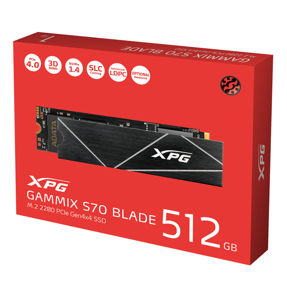 Adata Xpg Gammix S70 Blade - Ssd - 512gb - Intern - M.2 2280 - Pcie 4,0 X4 (nvme) - Integrierter Kühlkörper - Schwarz - Für Sony Playstation 5 (agamm