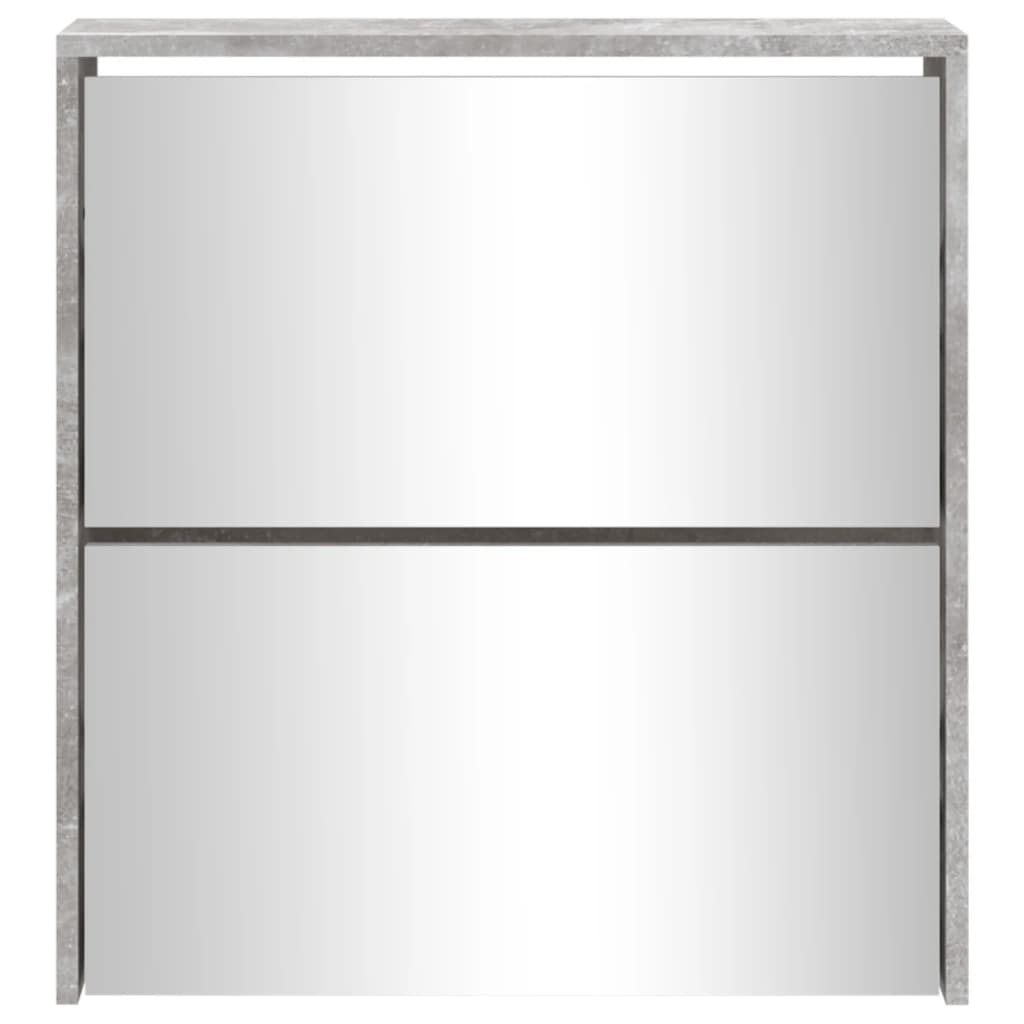 Scarpiera Con Specchio A 2 Livelli Grigio Cemento 63x17x67 cm - Image 4