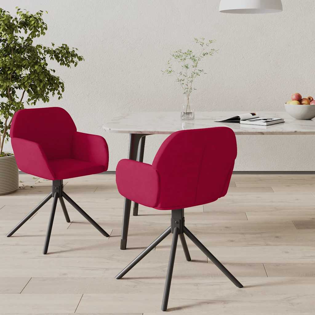Sedie Da Pranzo Girevoli 2 Pz Rosso Vino In Velluto